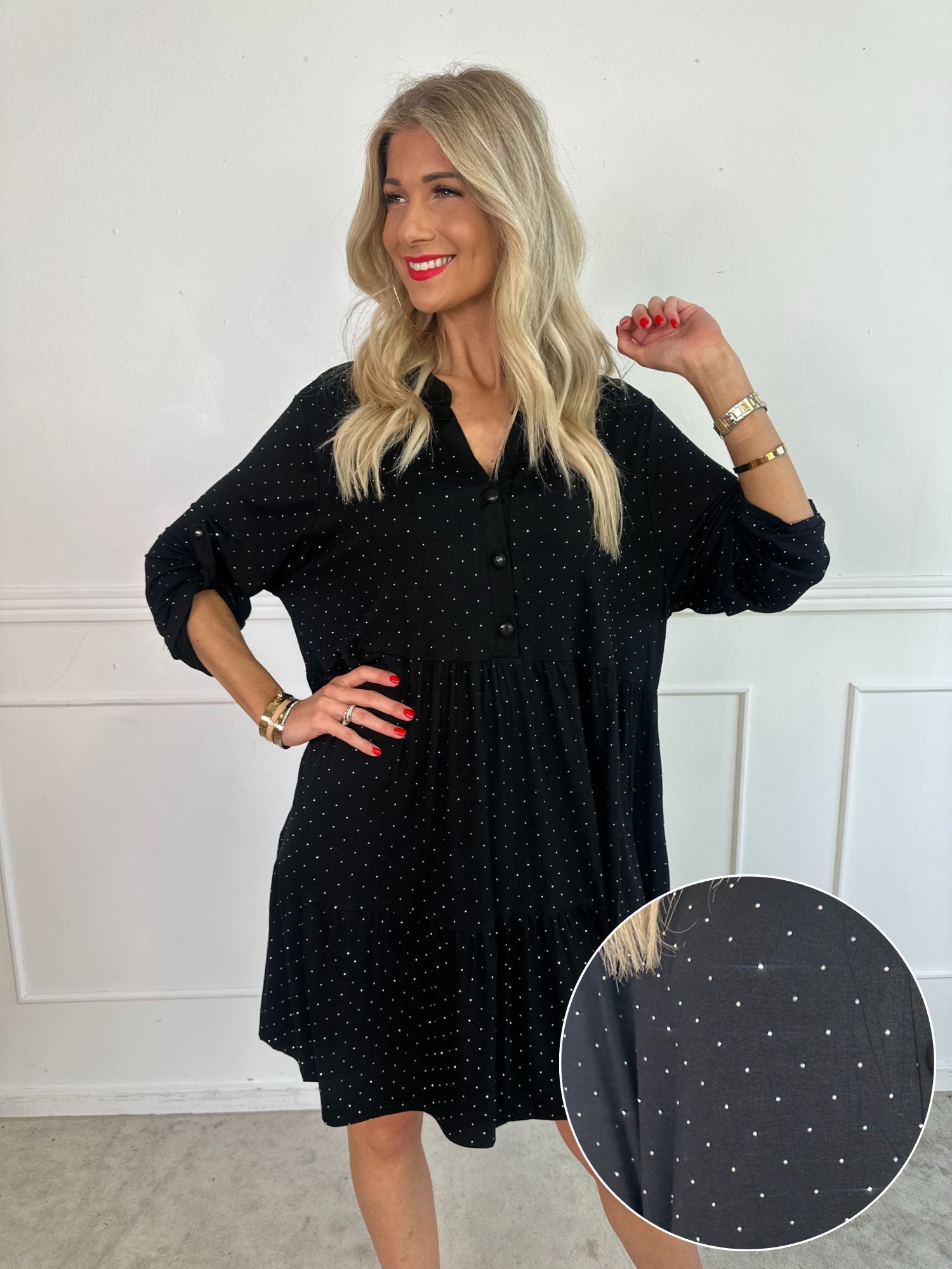 Milano Crystal Midi - Kjole med lag på lag look i viskose med similisten